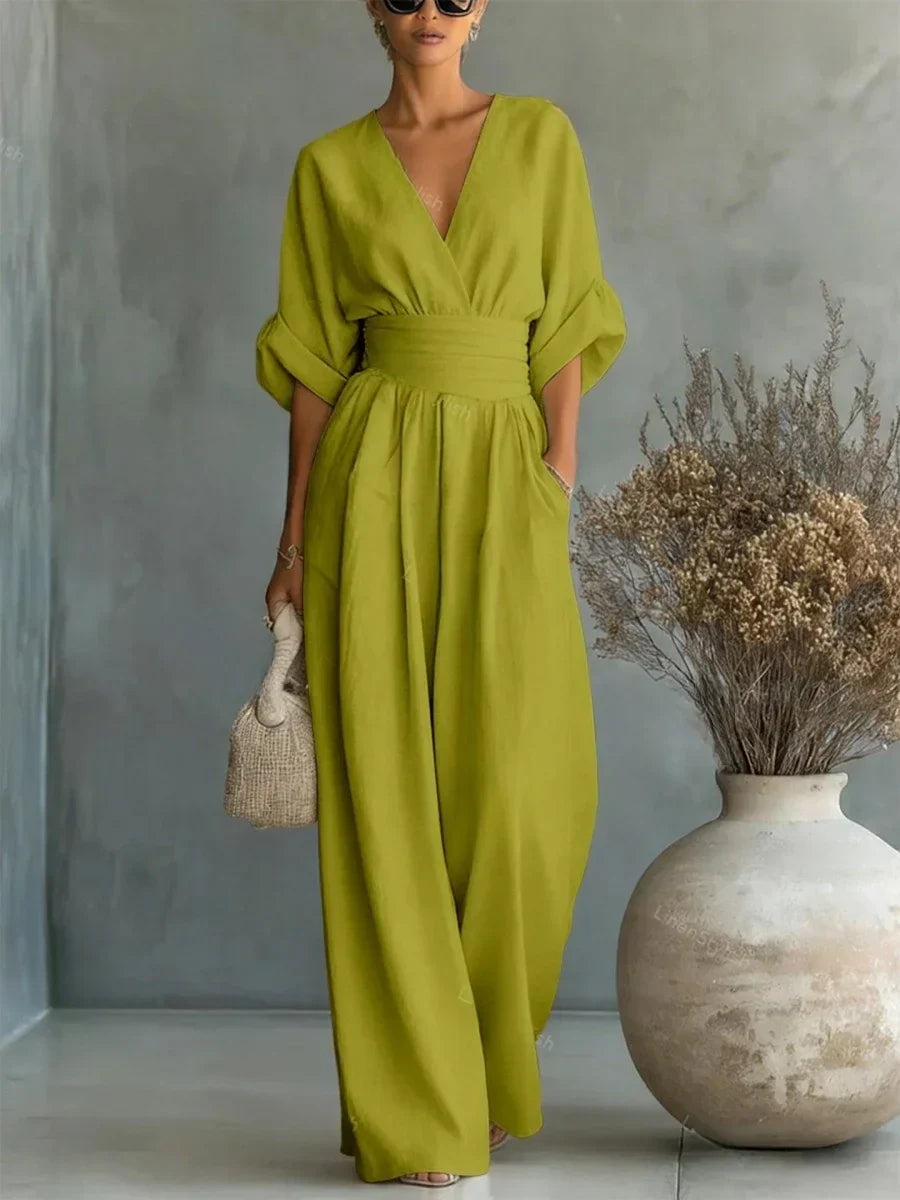 ESSENTIAL - ELEGANT V-NECK JUMPSUIT