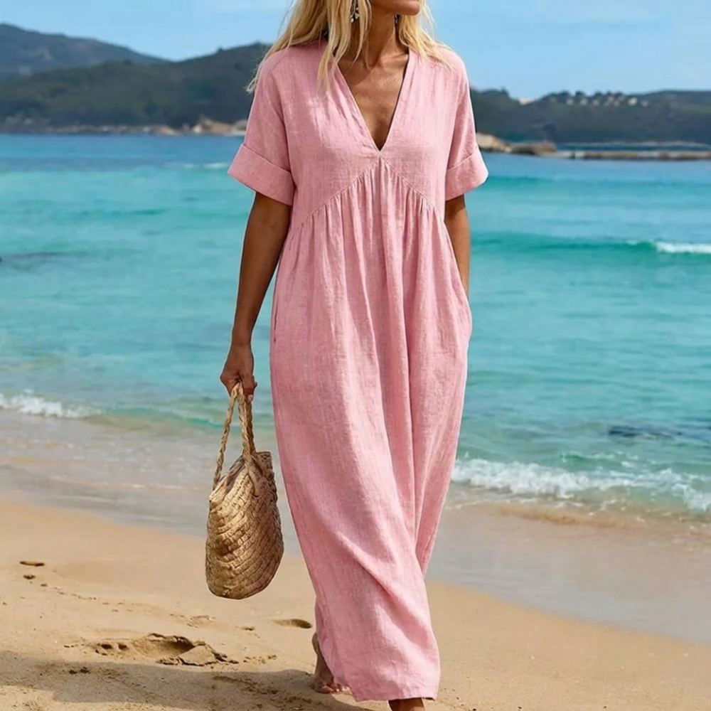 Viviana | Long Linen & Cotton Dress